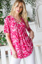 Heimish Full Size Short Sleeve Crisscross Animal Babydoll Top Plus Size