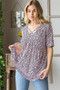 Heimish Full Size Short Sleeve Crisscross Animal Babydoll Top Plus Size