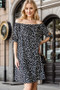 Heimish Full Size Short Sleeve Off Shoulder Animal Mini Dress Plus Size