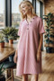 Heimish Full Size Solid Ribbed Mini Dress with Button Plus Size