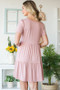 Heimish Full Size Solid Mini Tiered Dress with Pompom Lace Plus Size