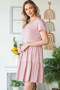 Heimish Full Size Solid Mini Tiered Dress with Pompom Lace Plus Size