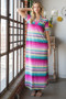 Heimish Full Size Striped Short Sleeve Maxi Tee Dress Plus Size