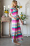 Heimish Full Size Striped Short Sleeve Maxi Tee Dress Plus Size