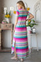 Heimish Full Size Striped Short Sleeve Maxi Tee Dress Plus Size