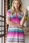 Heimish Full Size Striped Short Sleeve Maxi Tee Dress Plus Size
