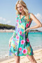 Heimish Full Size Floral Johnny Collar Sleeveless Dress Plus Size