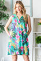 Heimish Full Size Floral Johnny Collar Sleeveless Dress Plus Size