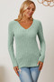 Basic Bae Full Size Ribbed V-Neck Long Sleeve T-Shirt