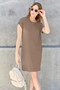 Basic Bae Full Size Solid Round Neck Short Sleeve Casual Loose Mini T-Shirt Dress with Side Pockets