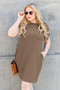 Basic Bae Full Size Solid Round Neck Short Sleeve Casual Loose Mini T-Shirt Dress with Side Pockets