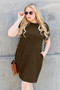 Basic Bae Full Size Solid Round Neck Short Sleeve Casual Loose Mini T-Shirt Dress with Side Pockets