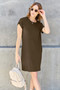 Basic Bae Full Size Solid Round Neck Short Sleeve Casual Loose Mini T-Shirt Dress with Side Pockets