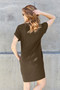 Basic Bae Full Size Solid Round Neck Short Sleeve Casual Loose Mini T-Shirt Dress with Side Pockets