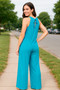 Double Take Full Size Tie Back Cutout Sleeveless Jumpsuit
