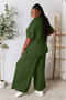 Double Take Full Size Round Neck Slit Top and Pants Set