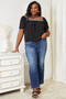 Honey Contrast Square Neck Puff Sleeve Blouse