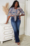 Tie Hem V-Neck Three-Quarter Sleeve Blouse