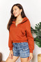 Double Take Half-Zip Long Sleeve Cropped Hoodie
