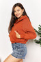 Double Take Half-Zip Long Sleeve Cropped Hoodie