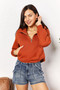 Double Take Half-Zip Long Sleeve Cropped Hoodie