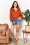 Double Take Half-Zip Long Sleeve Cropped Hoodie