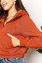 Double Take Half-Zip Long Sleeve Cropped Hoodie