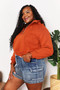 Double Take Half-Zip Long Sleeve Cropped Hoodie