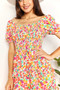 Devine Smocked Sweetheart Neck Flounce Sleeve Mini Dress