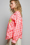 POL Gingham Embroidered Palm Tree Blouse