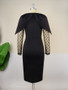 Women V-Neck Mesh Patchwork Cape Sleeve Bodycon Dress