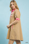 Umgee Embroidered Contrast Trim Tunic Dress