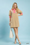 Umgee Embroidered Contrast Trim Tunic Dress