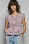 POL Eyelet Embroidery Pintuck Sleeveless Cotton Blouse