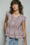 POL Eyelet Embroidery Pintuck Sleeveless Cotton Blouse