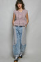 POL Eyelet Embroidery Pintuck Sleeveless Cotton Blouse