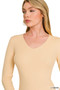 Zenana Viscose Fitted V-Neck Sweater
