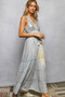 POL Deep V Sleeveless Cotton Bohemian Tiered Maxi Dress