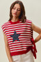 SO ME Stripe Star Patch 4th Of July Side Tie Vest Top