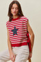 SO ME Stripe Star Patch 4th Of July Side Tie Vest Top
