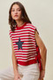 SO ME Stripe Star Patch 4th Of July Side Tie Vest Top
