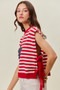 SO ME Stripe Star Patch 4th Of July Side Tie Vest Top