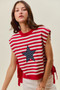 SO ME Stripe Star Patch 4th Of July Side Tie Vest Top