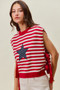 SO ME Stripe Star Patch 4th Of July Side Tie Vest Top