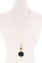 Marbling Natural Stone Pendant Long Necklace