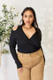 Culture Code Full Size Ribbed Surplice Cold Shoulder Top