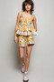 POL Drawstring Floral Shorts with Contrast Striped Trim