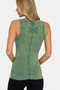 Zenana Washed Ribbed Half Snap Henry Tank