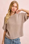 BiBi Short Dolman Sleeves Washed Knit Top