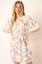 Mittoshop Flower Print Mocked Waist Mini Dress
